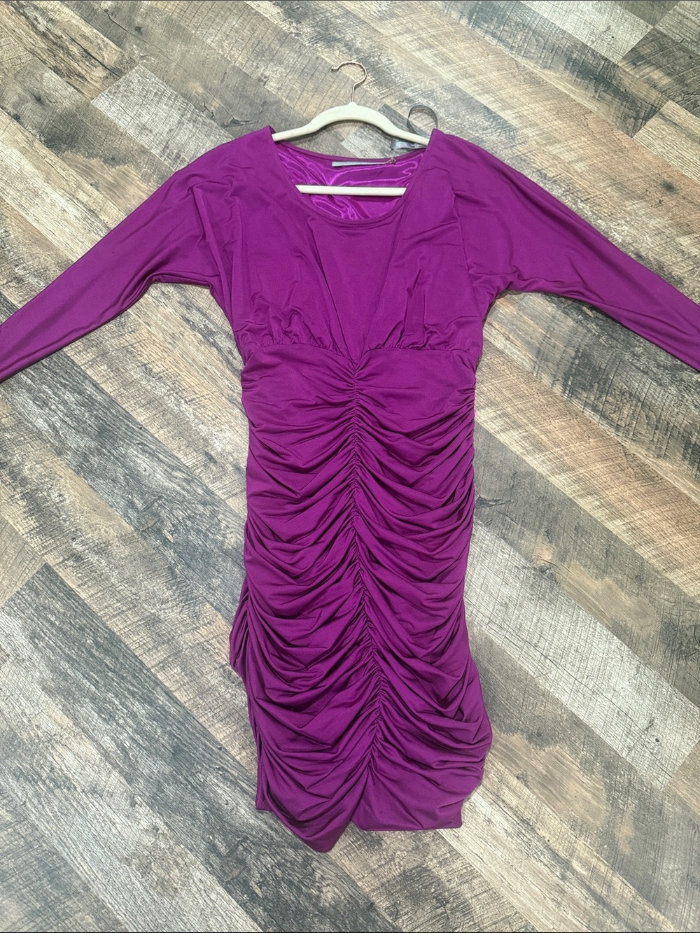 Marc New York Ruched Long Sleeve Dress in Magenta